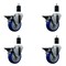 Service Caster 4'' Blue Poly Swivel 1-1/2'' Expanding Stem Caster Set with Brake, 4PK SCC-EX20S414-PPUB-BLUE-PLB-112-4 - alternate 1